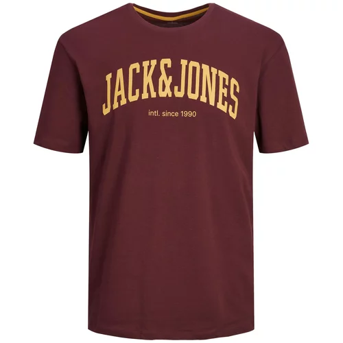 Jack & Jones Majica 'Josh' svetlo rumena / bordo