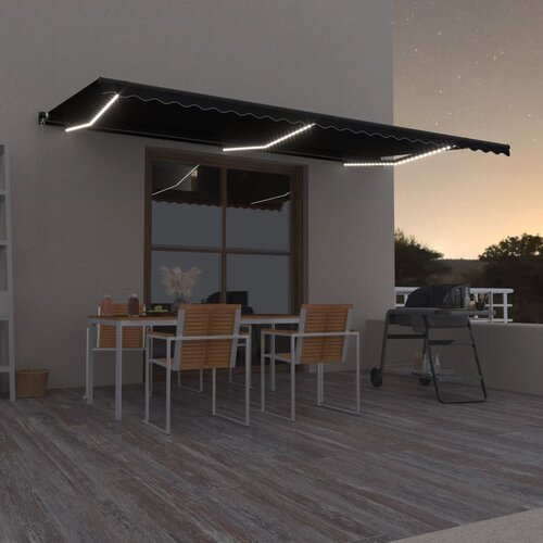 VidaXL Ročno zložljiva tenda z LED lučmi 600x350 cm antracitna Slike