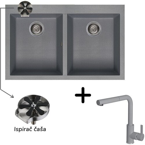  Sudoper Elleci Quadra 350 + slavina C02 Cemento + ispirač ča&scaron;a Cijene
