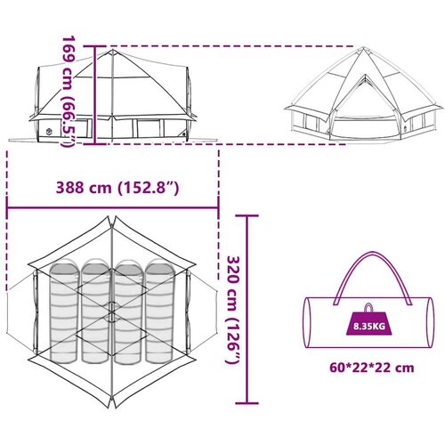  Teepee &amp;scaron;ator s krovom Siva i narančasta 490 x 410 x 210 cm Slike