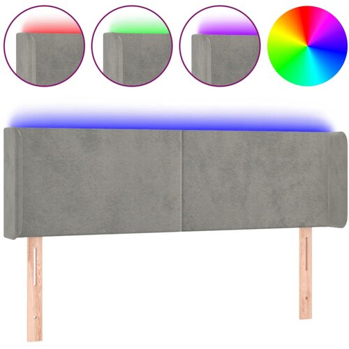 Maison Chic led posteljno vzglavje - vzglavna omarica - nočna omarica svetlo sivo 147x16x78/88 cm žamet, (21710226) Cene