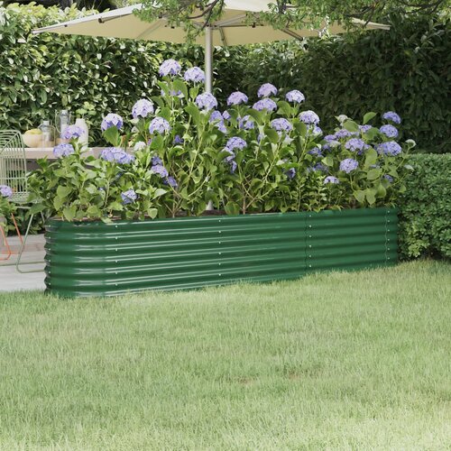 vidaXL Visoka greda iz prašno premazanega jekla 224x40x36 cm zelena Cene