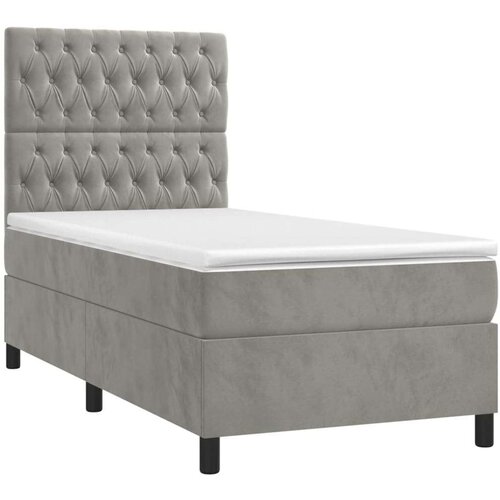  Box spring s madracem LED svjetlosivi 90x190 cm bar&amp;scaron;un Slike