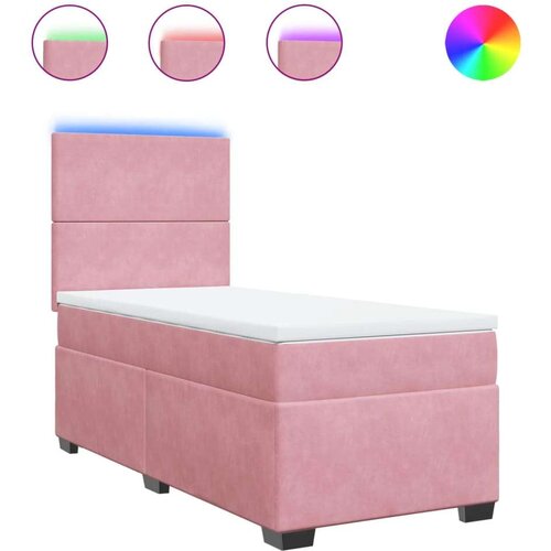 VidaXL box spring krevet s madracem ružičasti 100x200 cm bar&amp;scaron;unasti Slike
