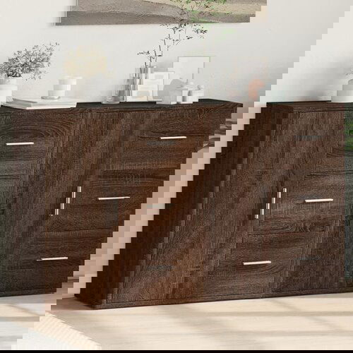 VidaXL Komoda 2 kosa rjavi hrast 60x31x70 cm inženirski les Slike