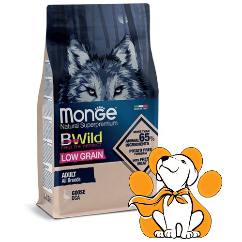 Monge Bwild Low Grain Dog All Breeds Adult Goose 2.5kg, Hrana Za Odrasle Pse Slike