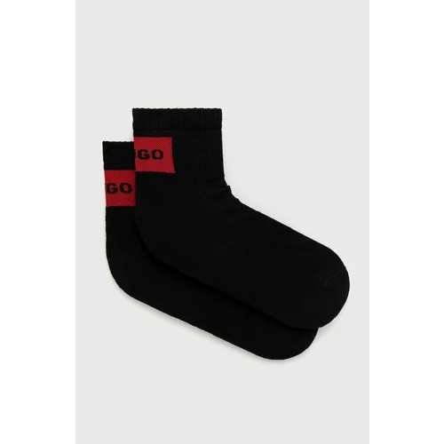 Hugo Čarape 2-pack za muškarce, boja: crna
