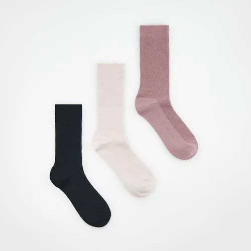 Reserved - Komplet od 3 para čarapa s visokim udjelom viskoze - pastelnoružičasto