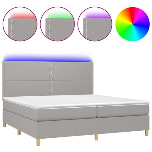 Maison Chic Box spring postelja - Vzmetna postelja z vzmetnico LED sv. siva 200x200 cm blago SL16294, (21903705) Cene