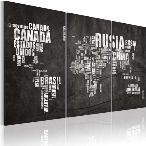  Slika - Map of the World (Spanish language) - triptych 120x80 Cijene