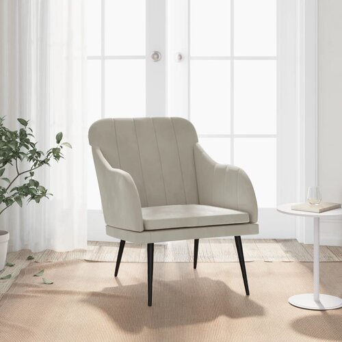The Living Store Fotelj svetlo siv 63x76x80 cm žamet - Naslanjač, (21420194) Slike