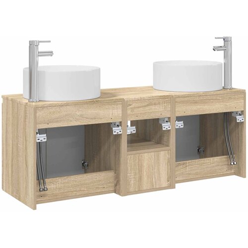  Set ormarića za kupaonicu 3 kom. Hrast sonoma Smeđa 49,5 x 44,5 x 65,5 cm Slike