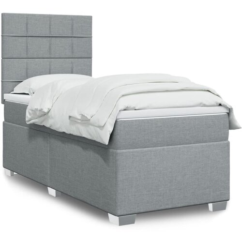 vidaXL Box spring postelja z vzmetnico svetlo siva 90x190 cm blago Cene