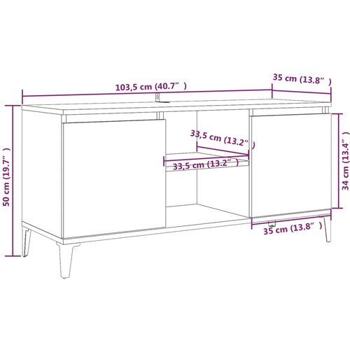  ormarić s metalnim nogama boja hrasta sonome 103,5x35x50 cm Slike