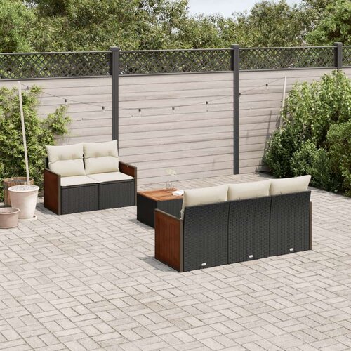 VidaXL 6-dijelni set vrtnih sofa s jastucima crni od poliratana Slike