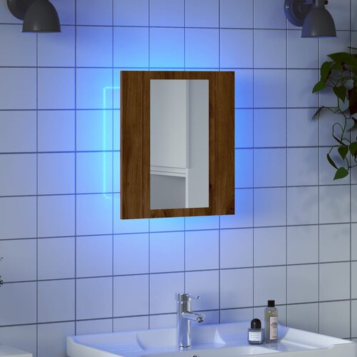vidaXL LED kopalniška omarica z ogledalom artisan hrast 40x12x45 cm Cene