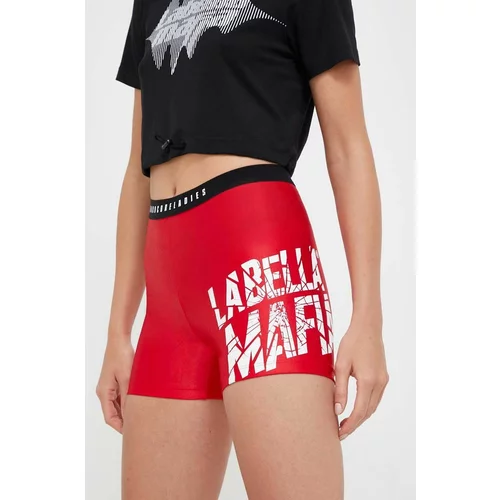 LaBellaMafia Kratke hlače za trening Hardcore Ladies boja: crvena, s tiskom, visoki struk
