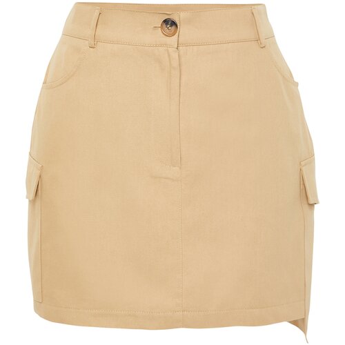 Trendyol Dark Beige Pocket Detailed Mini Woven Skirt Slike