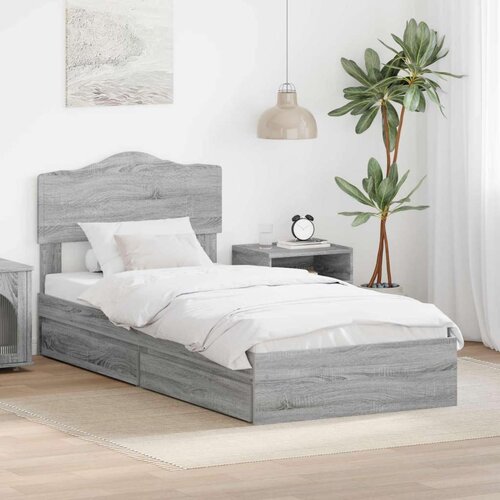  Krevet s od storage Siva Sonoma 100 x 200 cm Konstruirano drvo Cene