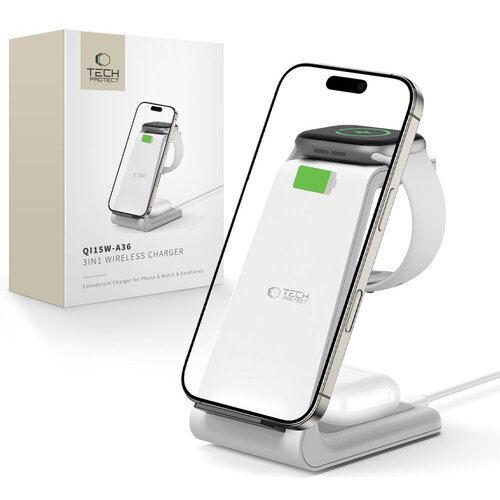 TECH-PROTECT QI15W-A36 3V1 BREZŽIČNI POLNILEC ZA IPHONE AIRPODS ZA APPLE, (21974746) Cene