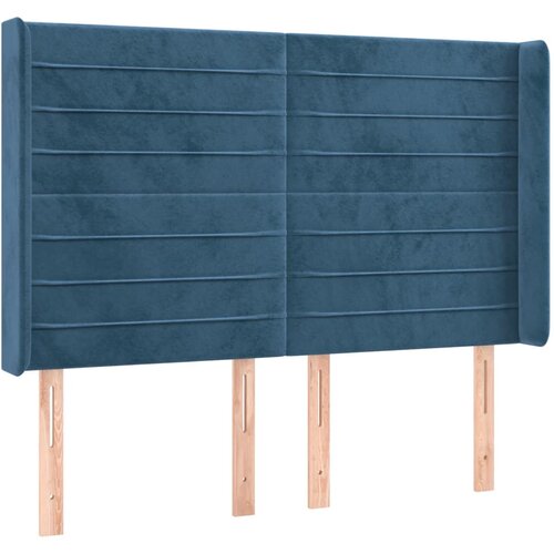 Maison Chic Vzglavna omarica - Nočna omarica - Posteljna omarica z u&scaron;esi temno modro 147x16x118/128 cm žamet, (21712755) Cene