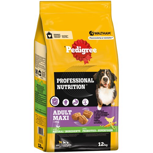  20 % popusta na Pedigree Professional Nutrition suho pasjo hrano 12 kg! - Adult Maxi >25 kg s perutnino in zelenjavo Cijene