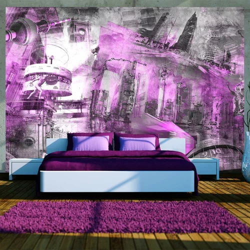  tapeta - Berlin - collage (violet) 100x70