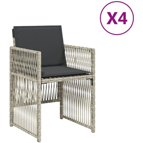 Maison Chic Vrtni stoli - Stol za vrt z blazinami 4 kosi svetlo siv poli ratan JS2298, (21876522) Slike