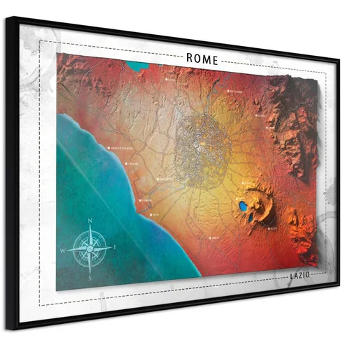  Poster - Raised Relief Map: Rome 60x40