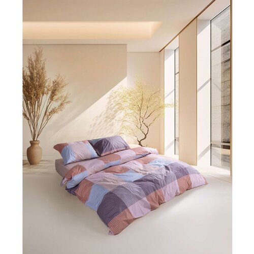 Roan plavi ljubičasti narandžasti roze ranforce king posteljina set Slike