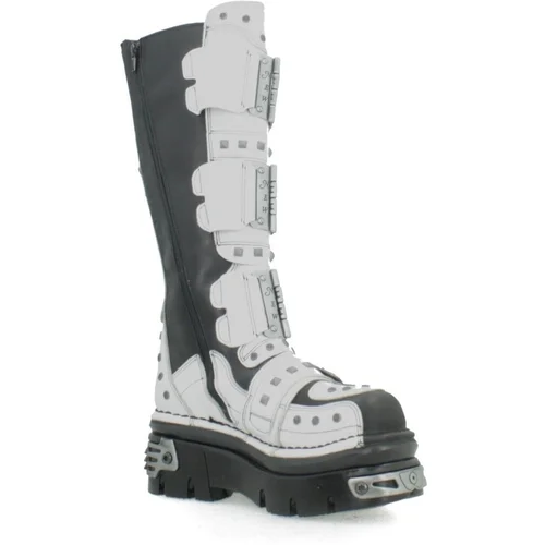 New Rock HIGH BOOT METALLIC M800 C2 HIGH Bijela