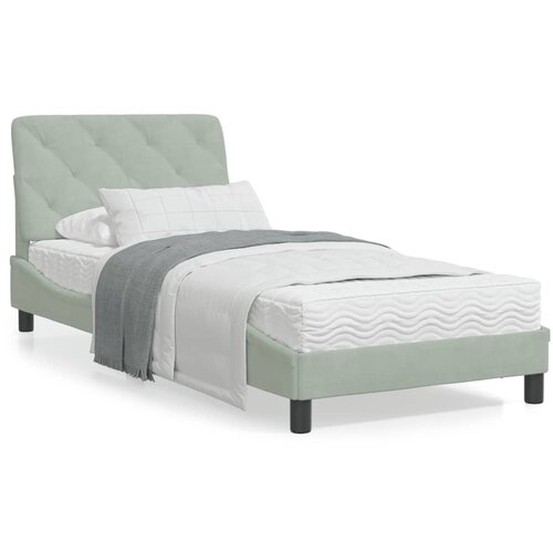 VidaXL Okvir za krevet s uzglavljem svjetlosivi 80 x 200 cm bar&amp;scaron;unasti Slike