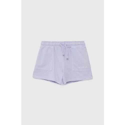 Guess Dječje pamučne kratke hlače boja: ljubičasta, glatke, podesiv struk