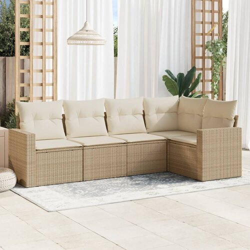  5-dijelni vrtni set sofa s jastucima bež od poliratana Cijene