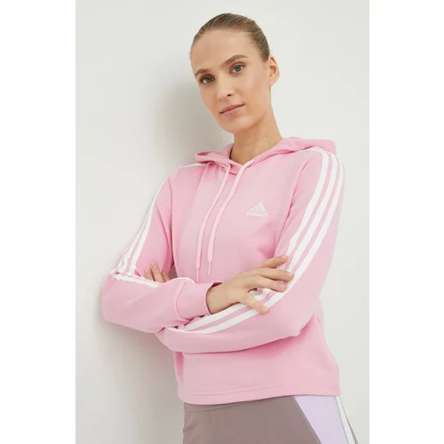 Adidas Dukserica za žene, boja: ružičasta, s kapuljačom, s aplikacijom