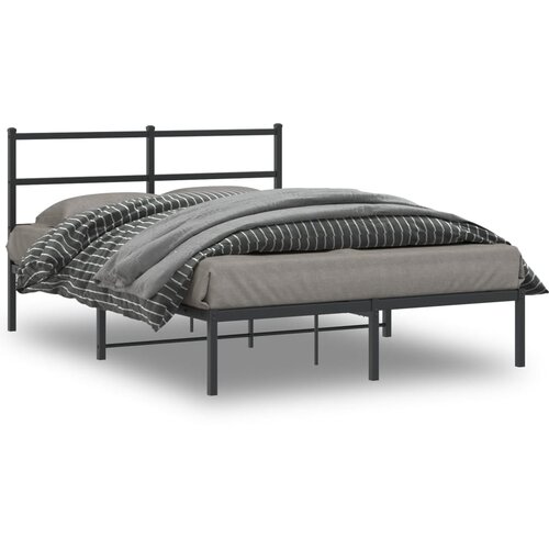 VidaXL Metalni okvir za krevet s uzglavljem crni 140x190 cm Slike
