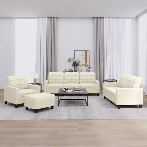  4-dijelni set sofa s jastucima krem od umjetne kože Cijene