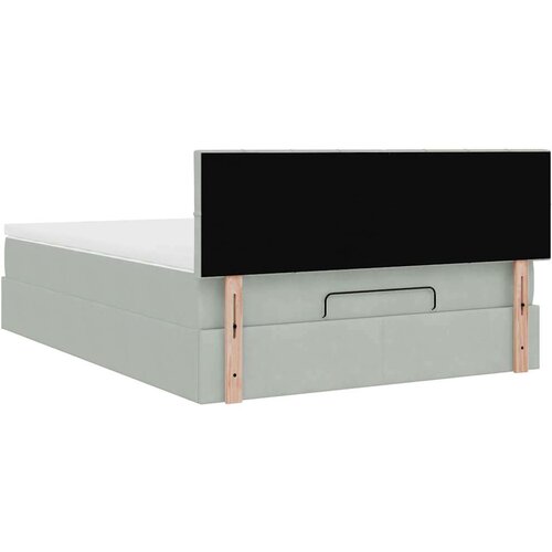  Otomanski krevet s madracem svijetlosivi 140x190 cm bar&amp;scaron;unasti Slike