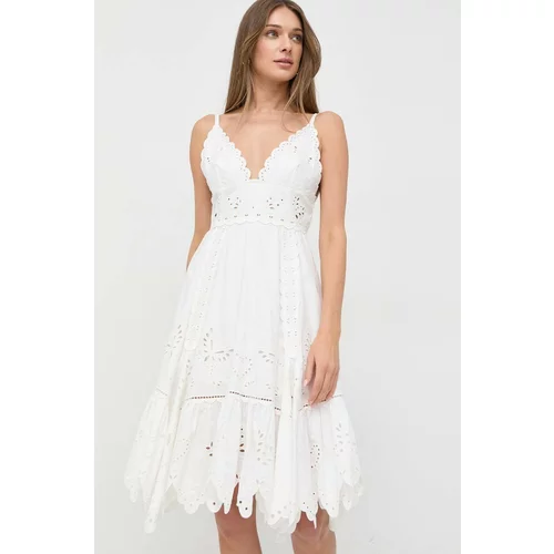 Weekend Max Mara Pamučna haljina boja: bijela, mini, širi se prema dolje
