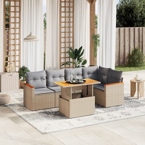vidaXL 6-dijelni set vrtnih sofa s jastucima bež od poliratana Cijene
