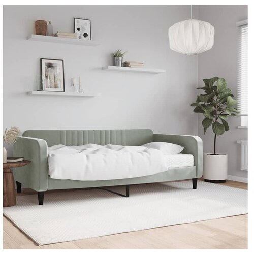 VidaXL Dnevna postelja z vzmetnico svetlo siva 90x190 cm žam Slike