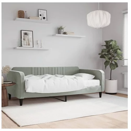 vidaXL Dnevna postelja z vzmetnico svetlo siva 90x190 cm žam