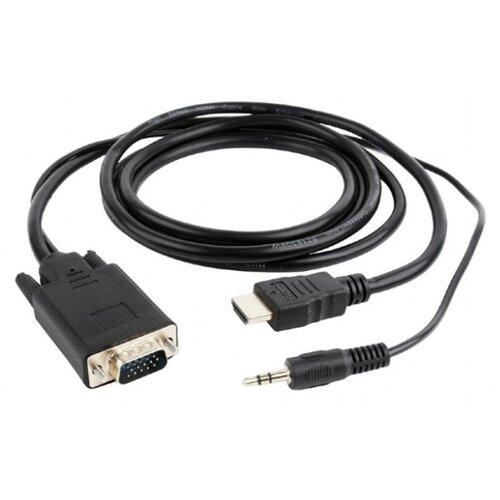 Gembird A-HDMI-VGA-03-6 HDMI to VGA and audio adapter cable, single port, 1,8m, black adapter Slike