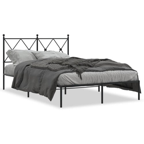 Maison Chic Kovinski Posteljni okvir - Dvoposteljna postelja - Zakonska postelja z vzglavjem črn 120x190 cm, (21693152) Cene