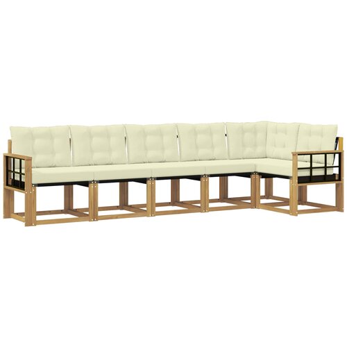 vidaXL Zunanja garnitura za sedenje z blazino 6 pcs Bela in krem, (5000280618) Cene
