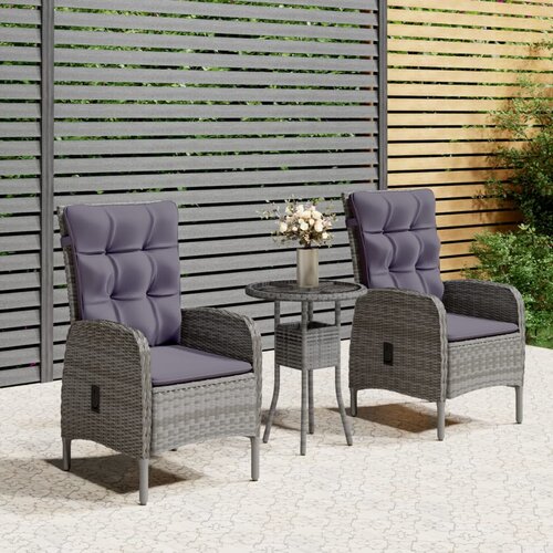  3-dijelni vrtni bistro set od poliratana sivi Cene