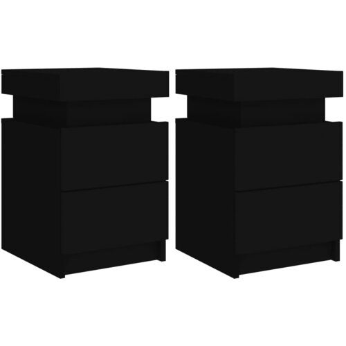 VidaXL Nočna omarica z LED lučkami 2 kosa črna 35x39x55 cm, (21008090) Slike