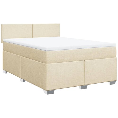 VidaXL Box spring postelja z vzmetnico krem 160x200 cm blago, (21304886) Slike