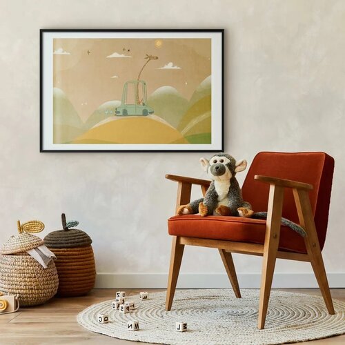  Plakat - Traveling Giraffe 30x21 Crni okvir s margom Slike