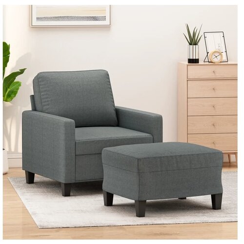 vidaXL Fotelja s tabureom tamnosiva 60 cm od tkanine Cijene